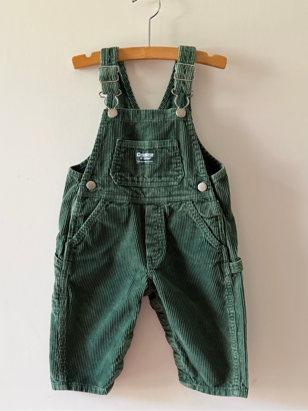 Vintage OshKosh B’gosh Vestbak Green Corduroy Overalls 12M